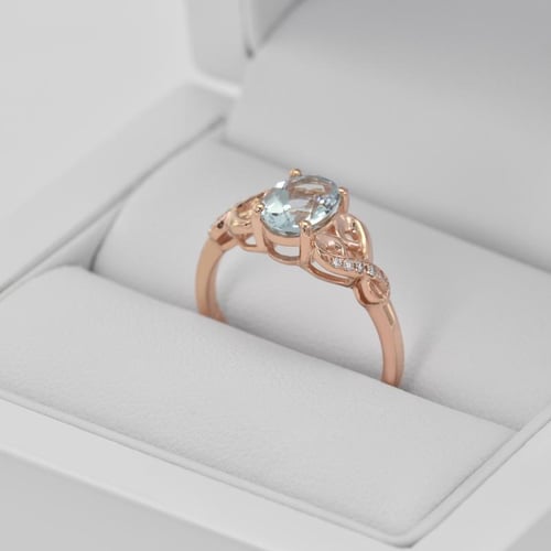 Zlatý akvamarínový prsteň s diamantmi Chlorys