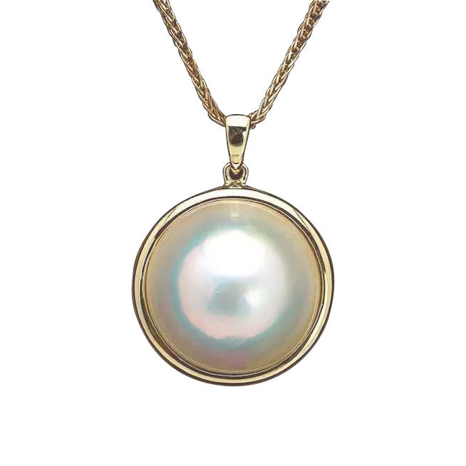 Zlatý náhrdelník s 15 mm perlou Marsala