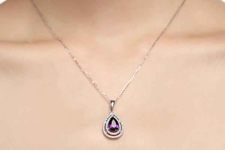 Náhrdelník s ametystom a diamantmi 5286