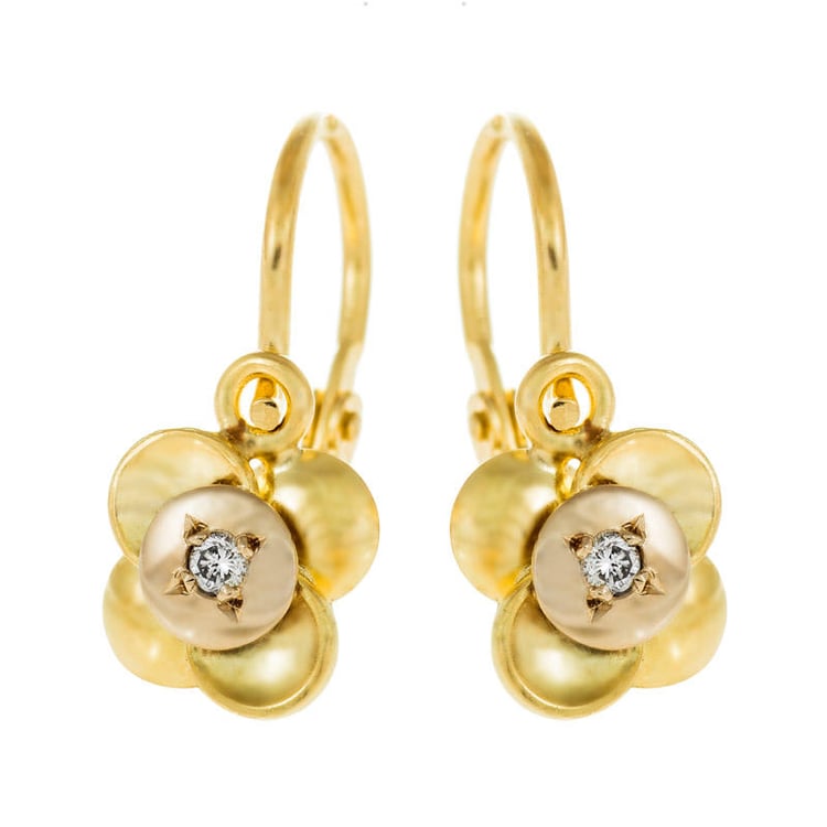 zlate detske nausnice s diamantmi 