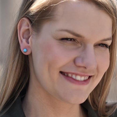 Zlaté náušnice s cabochon tyrkysmi Greta