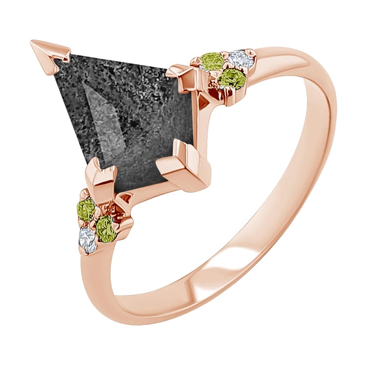 Neobyčajný prsteň s dendritickým krištáľom a olivínom Floki 148409