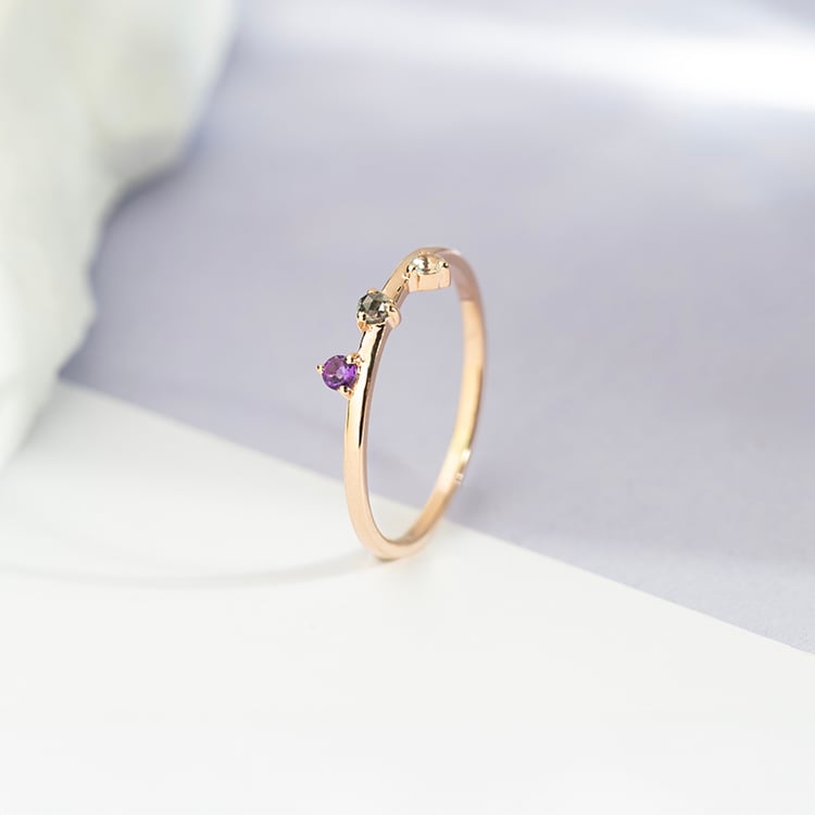 Minimalistický prsteň s tromi drahokamami podľa vášho výberu Ryota 151766