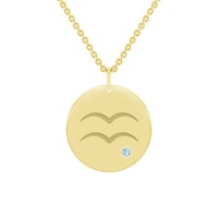 Zlatý prívesok so znamením a akvamarínom Vodnár