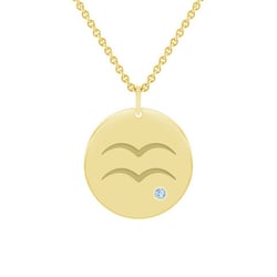 Zlatý prívesok so znamením a akvamarínom Vodnár