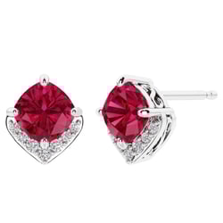 Strieborné náušnice so simulovanými rubíny Kosta