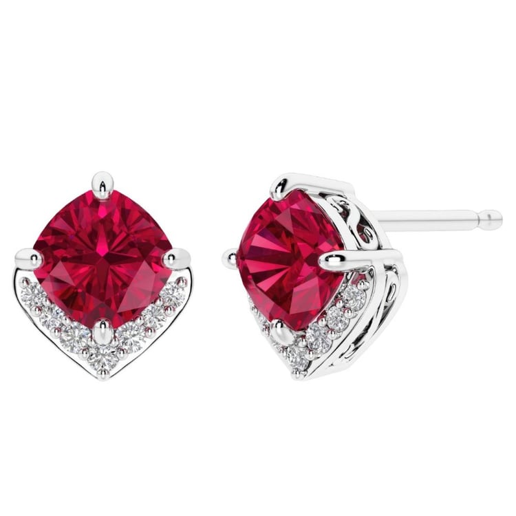 Strieborné rubínové náušnice