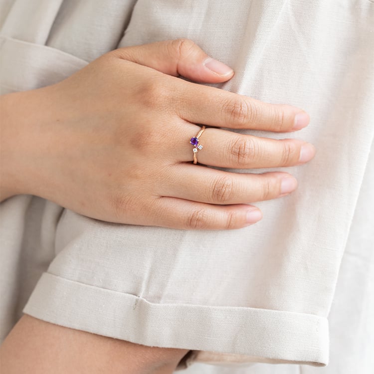 Strieborná cluster kolekcia šperkov s ametystmi a drahokamami Halli 124284