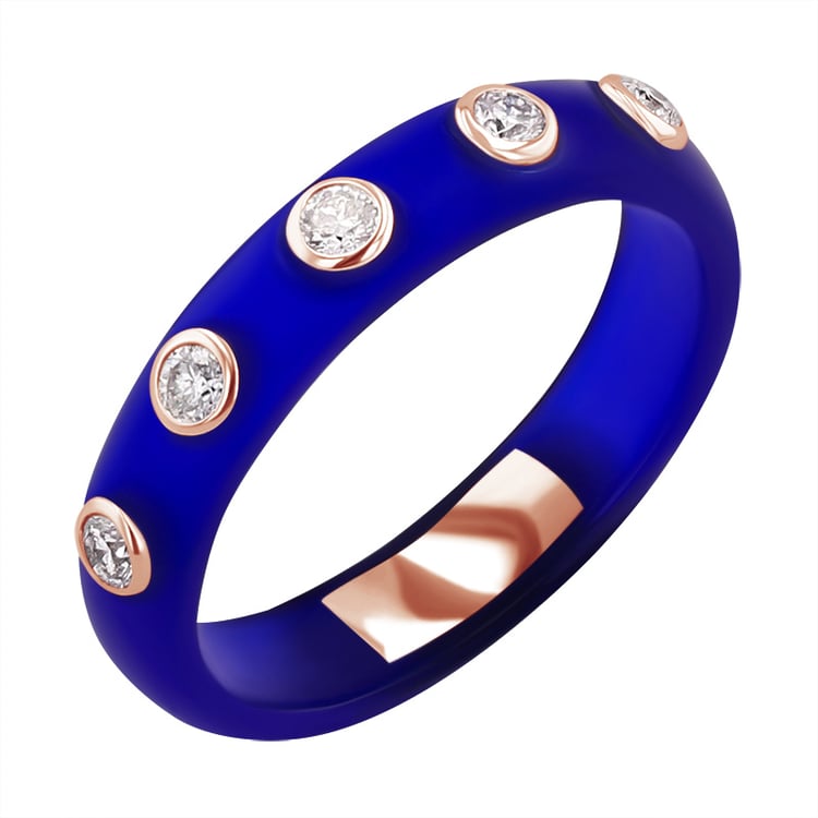 Modrý keramický prsteň s diamantmi Vilma 128743