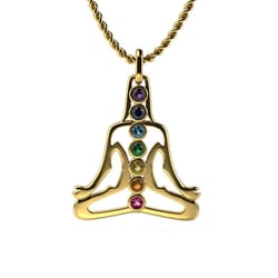 Zlatý prívesok so zirkónmi vo farbe čakier Yoga