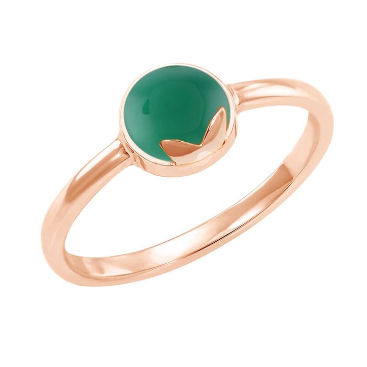 Prsteň s cabochon ónyxom z ružového zlata 44776