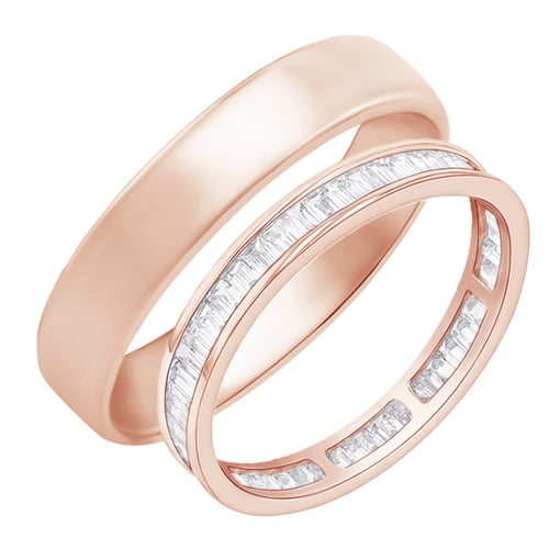 Eternity obrúčka s baguette diamantmi a komfortný prsteň Agathon