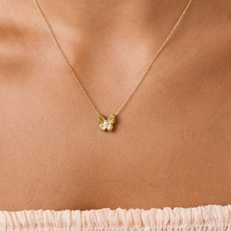 Zlatý prívesok s diamantom v tvare motýľa Larisa 163592