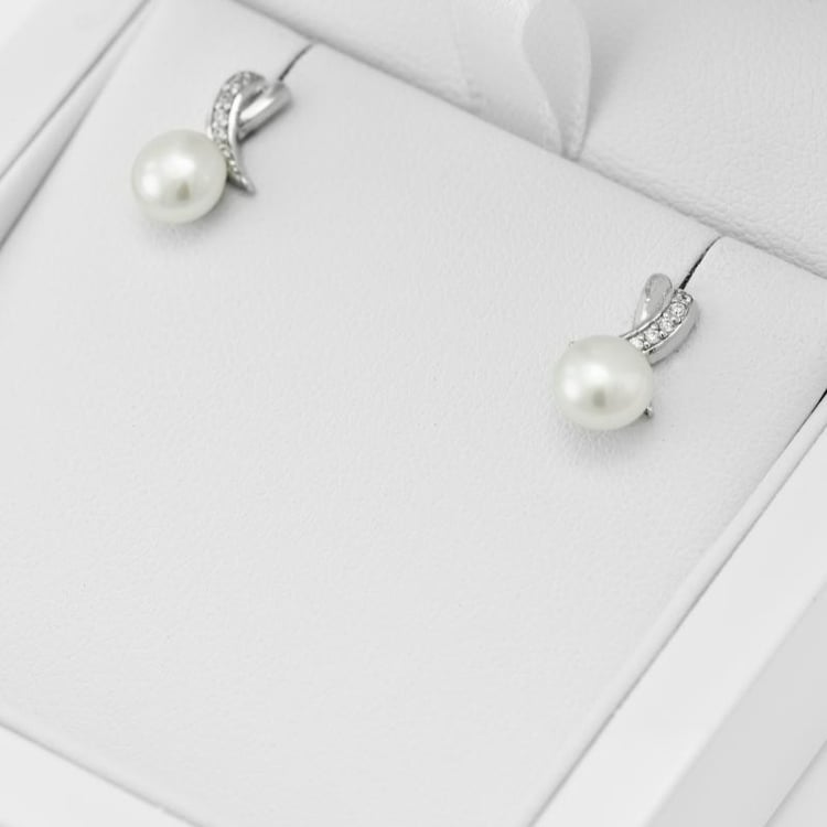 Perlové strieborné náušnice 17877