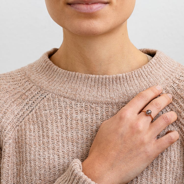 Zlatý prsteň s oval salt and pepper diamantom Harper 133254