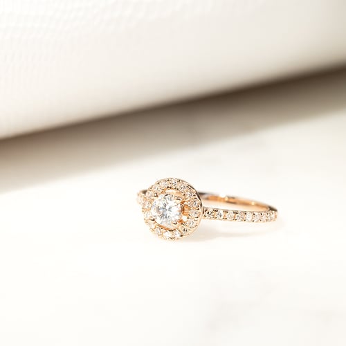 Zlatý halo zásnubný prsteň s lab-grown diamantmi Kerau