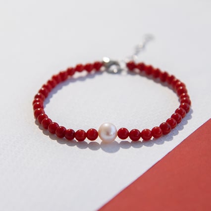 Koralový strieborný set šperkov s perlou Carroll