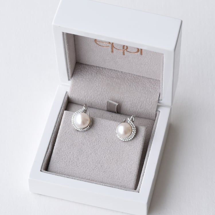  Strieborné náušnice s perlou 78123
