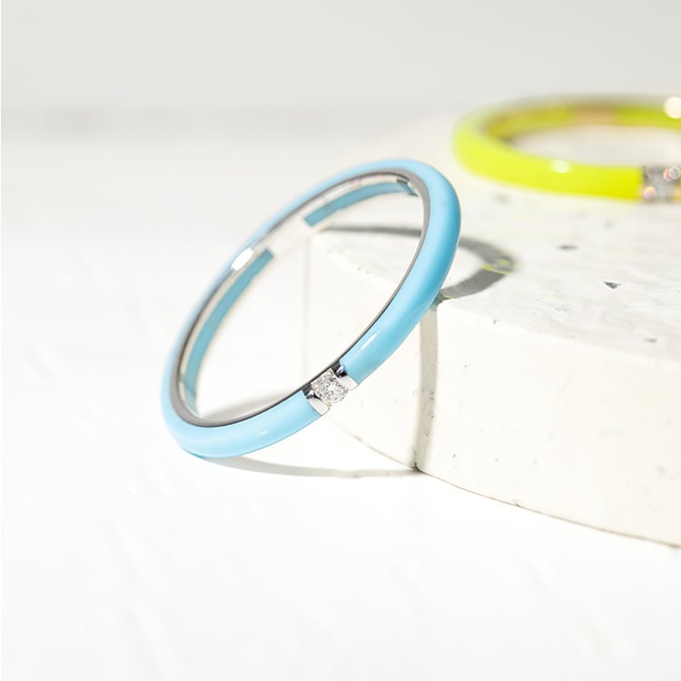 Modrý keramický prsteň s diamantmi Sancha 127560