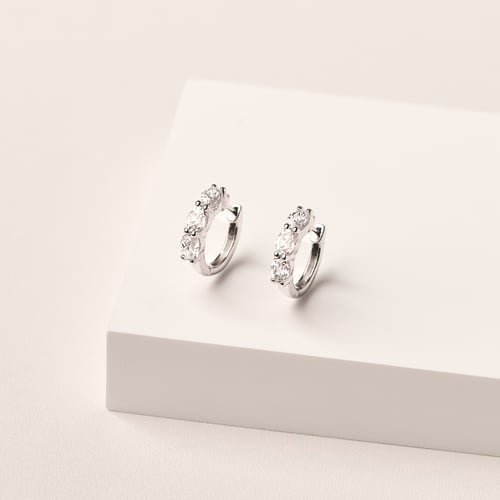 Zlaté kruhové náušnice s lab-grown diamantmi Tejal