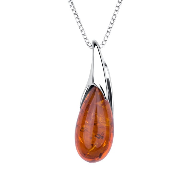 Strieborný prívesok s jantarom Mara