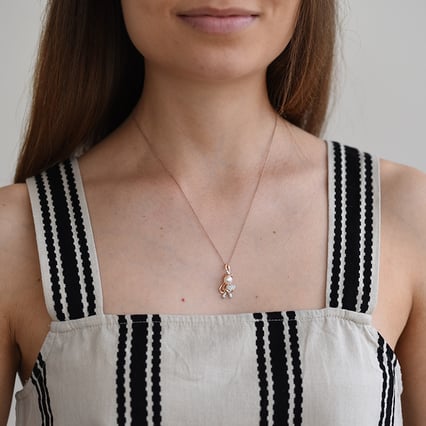 Diamantový prívesok s čertom a perlou Laurent