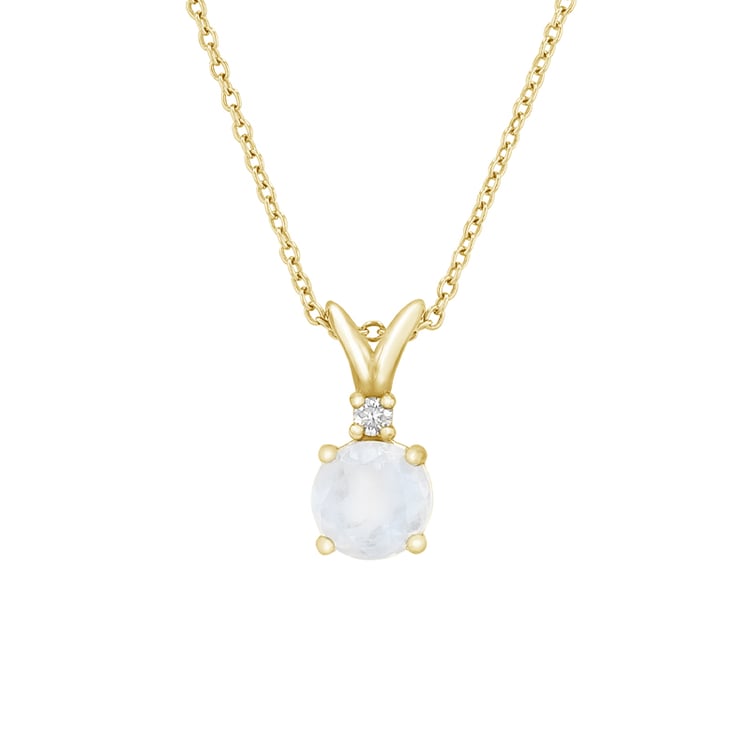 Prívesok zo žltého zlata s mesačným kameňom a diamantom 79715