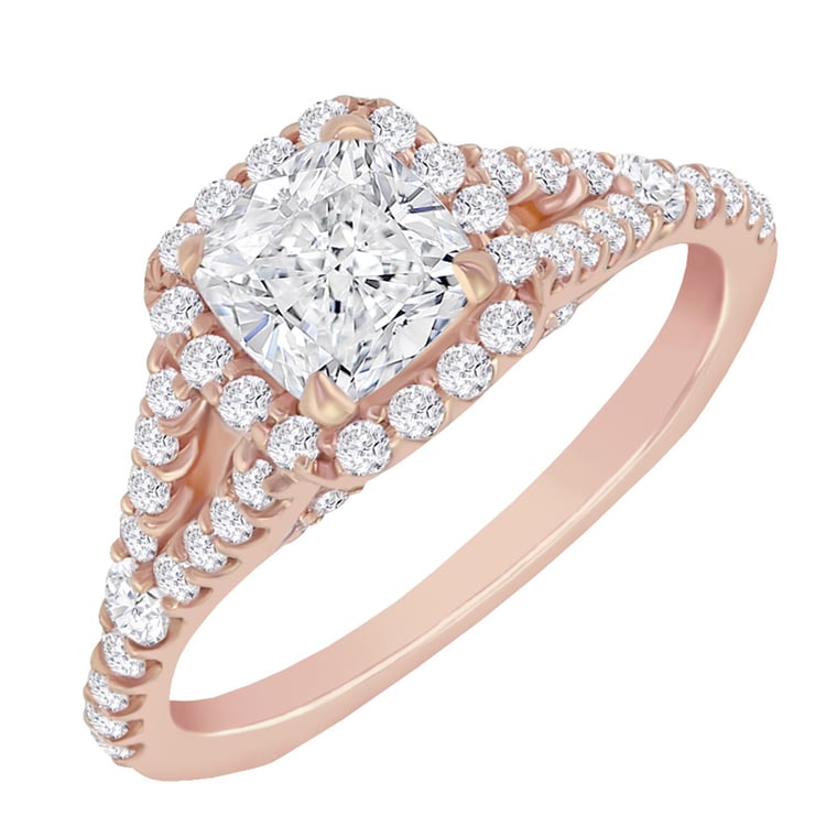 Zlatý zásnubný halo prsteň posiaty diamantmi Malia 60842