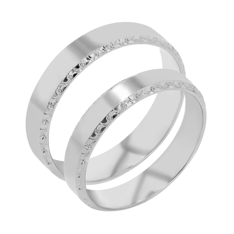 Zlaté svadobné obrúčky so zdobenými okrajmi Myron 113785