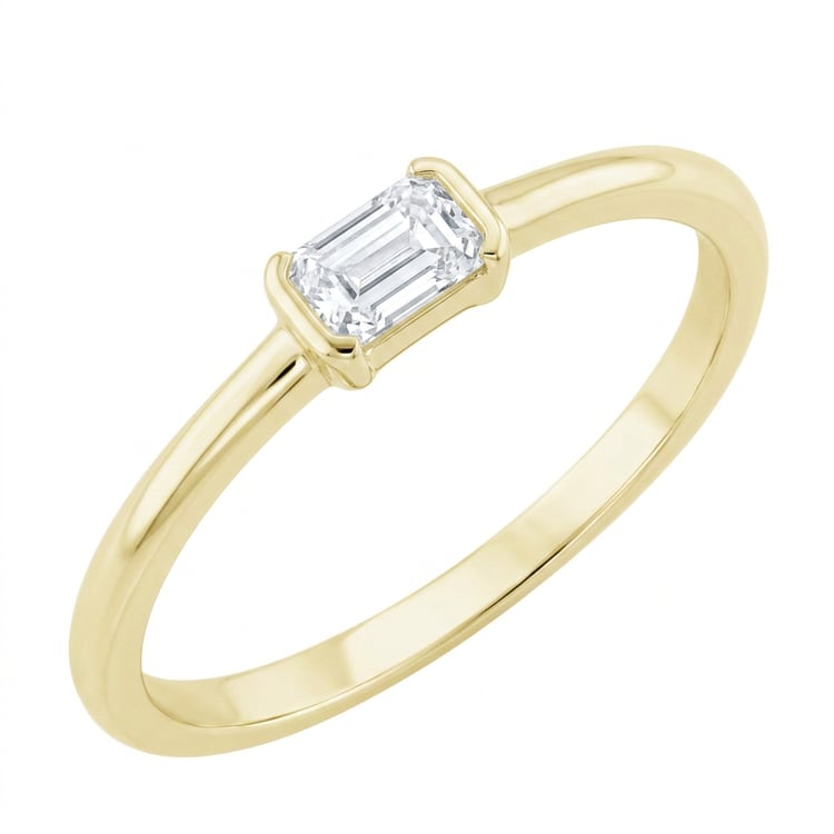Rozvodový prsteň s half-bezel emerald diamantom Carsen