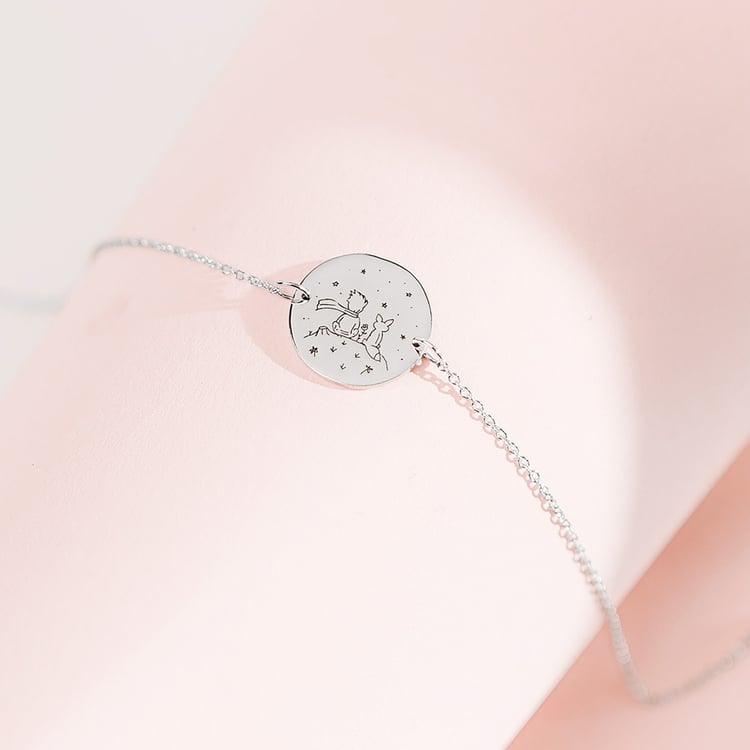 Náramok Malý princ s líškou a gravírom zo striebra 157519