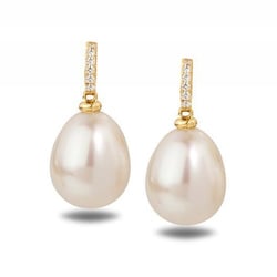 Zlaté náušnice s perlami a diamantmi Werra