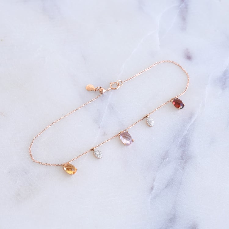 Náramok s farebnými drahokamami a diamantmi 86941