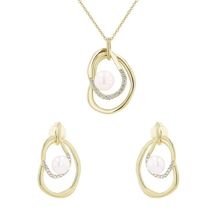 Kolekcia strieborných šperkov s perlami a bielymi topásmi Maral