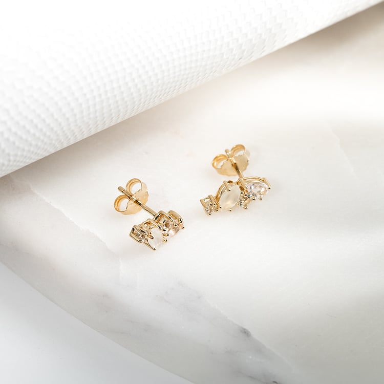 Strieborné náušnice s mesačným kameňom, ruženínom a topásmi Jinan 131884