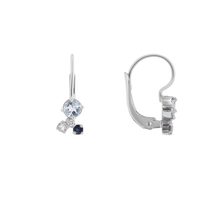 Visiace cluster náušnice s akvamarínom, zafírom, mesačným kameňom a diamantom Kerrie 110718