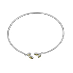 Zlatý minimalistický náramok s olivínovými lístky Halime