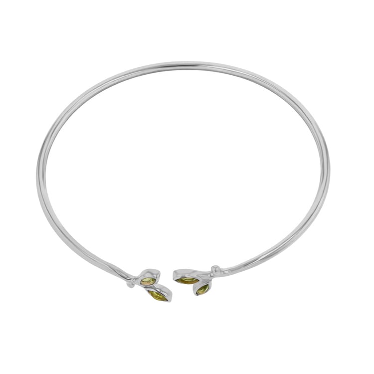 Zlatý minimalistický náramok s olivínovými lístky Halime 113479