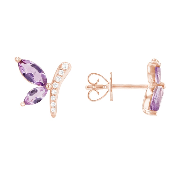 náušnice s ametystmi a diamantmi 87476