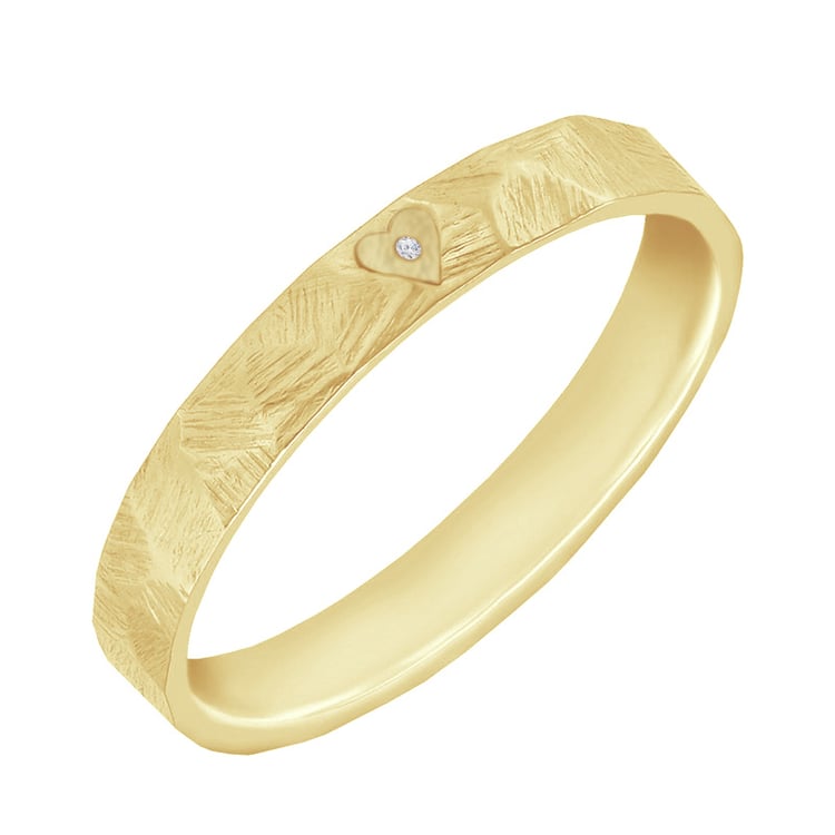 Tepané a škrabané snubné prstene so srdcom a diamantom Harri 106306