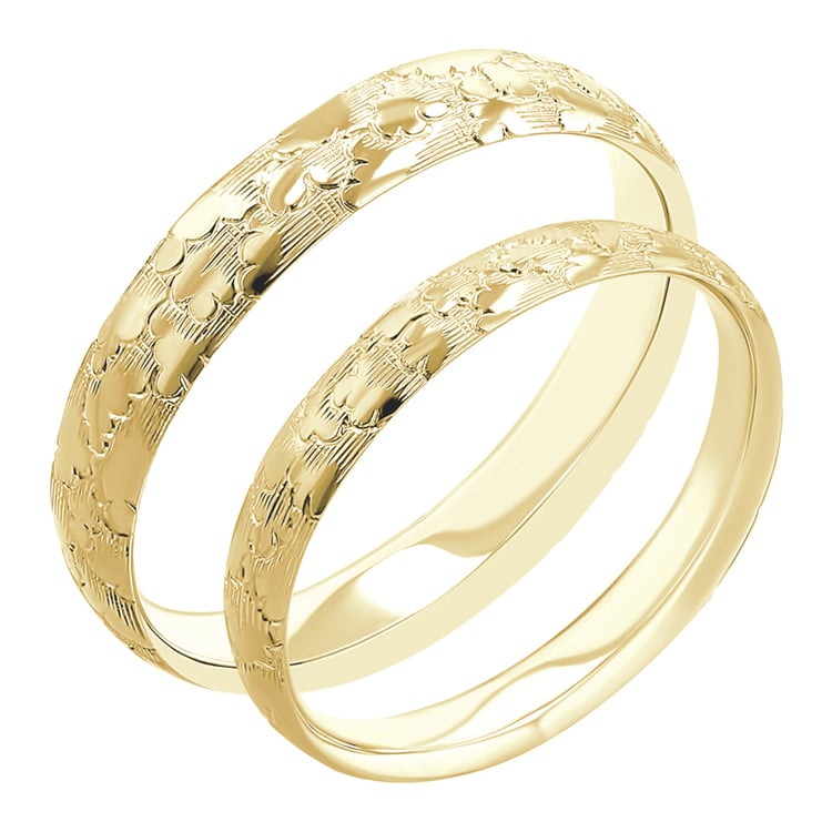 Svadobné obrúčky s ručnou rytinou mrakov Bowen 116771