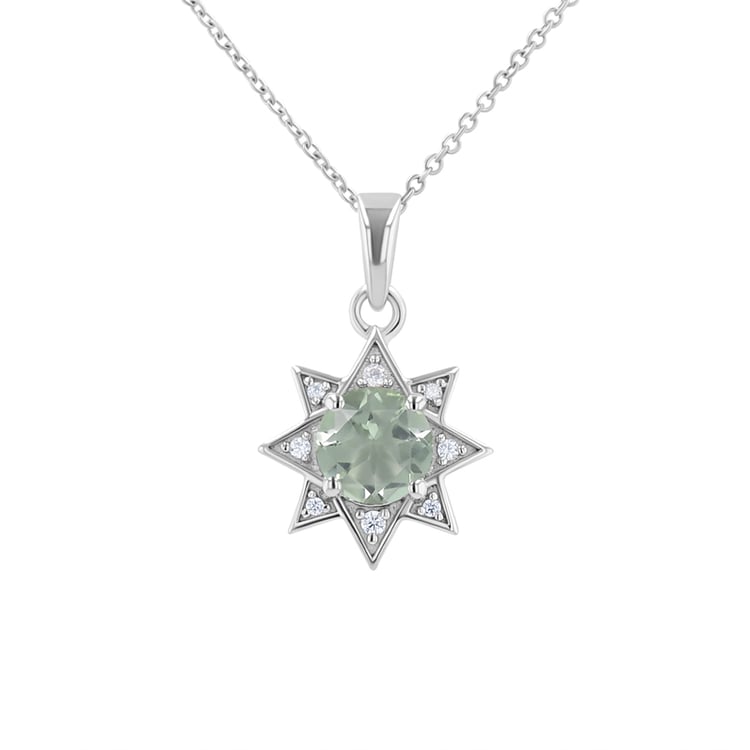 Strieborný prívesok s ametystom a zirkónmi v tvare hviezdy Korey