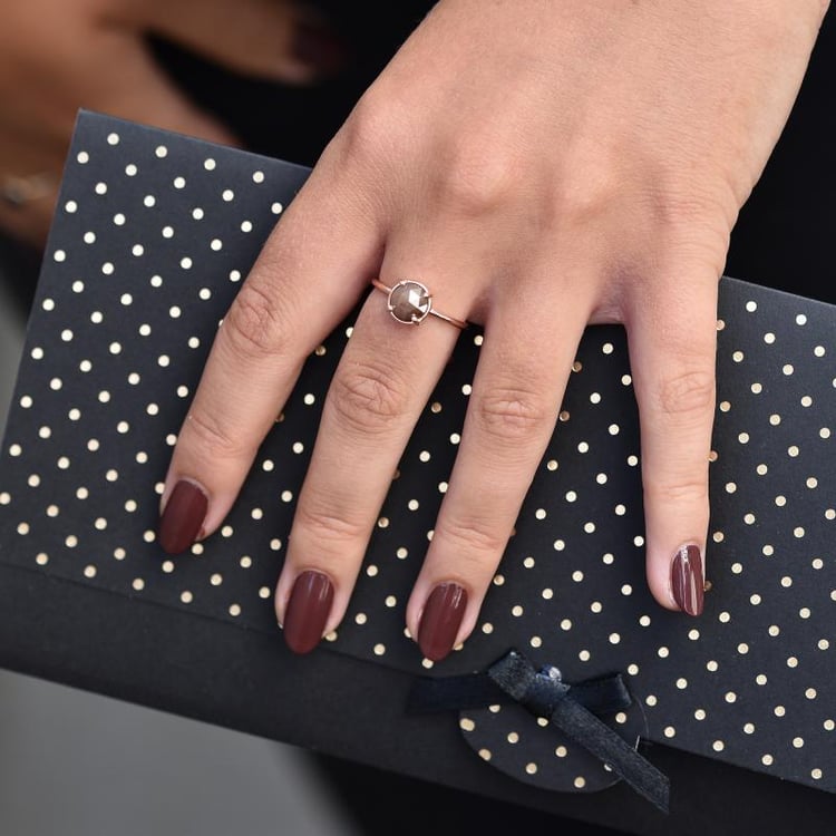 Zlatý prsteň s champagne diamantom 34319