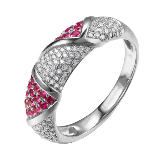 Rubínový prsteň z bieleho zlata 81373