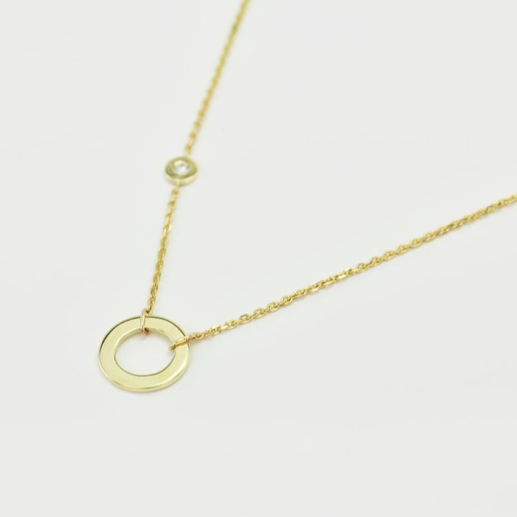 Strieborný kruhový náhrdelník s diamantom Barney 103780