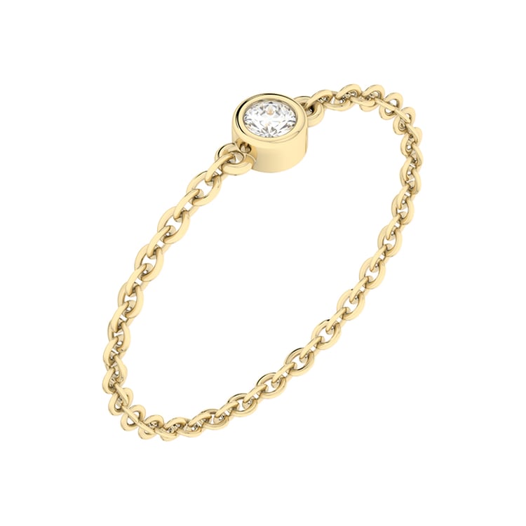 Minimalistický retiazkový prsteň s diamantom zo žltého zlata 91713