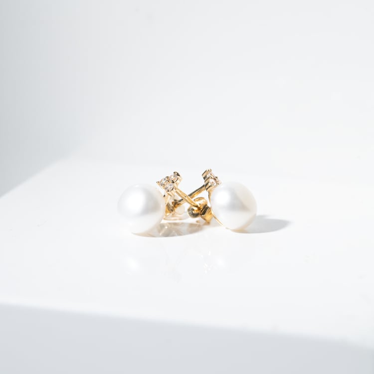 Zlaté perlové náušnice so zirkónmi Maurya 130661