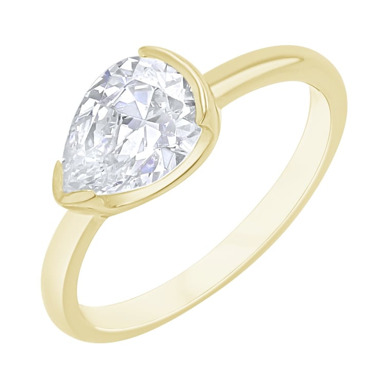 Zlatý prsteň s half-bezel pear diamantom Timarete