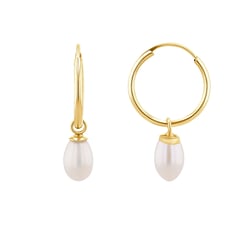 Zlaté visiace náušnice s bielymi perlami Cathy