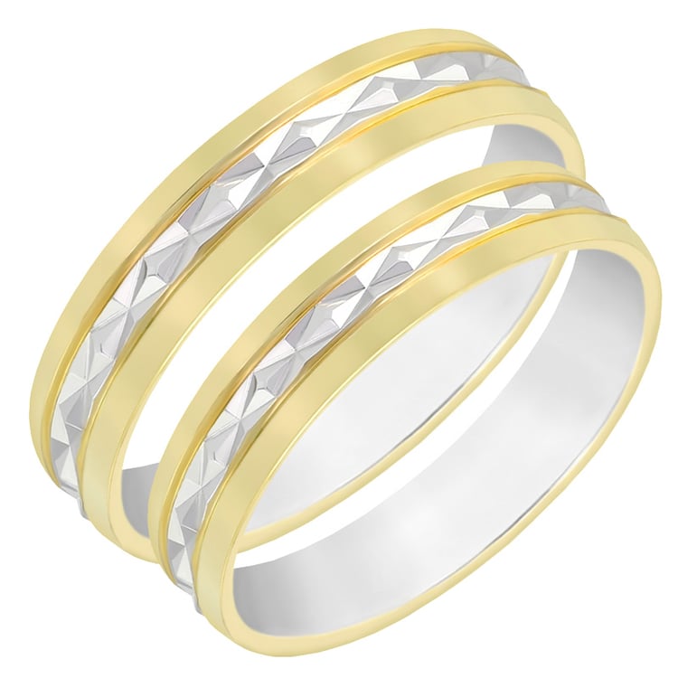 Zdobené dvojfarebné obrúčky zo zlata Orchia